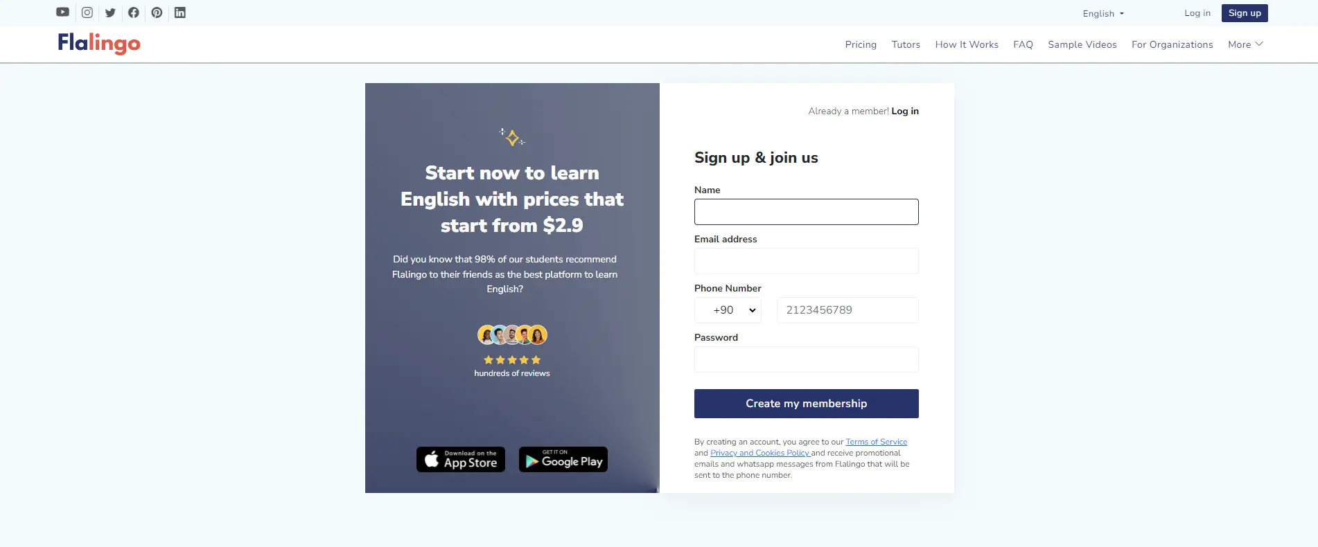 Register Page Screen Shot