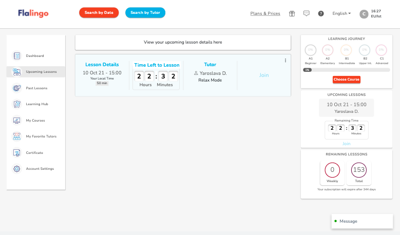 Join Lesson Page Screen Shot